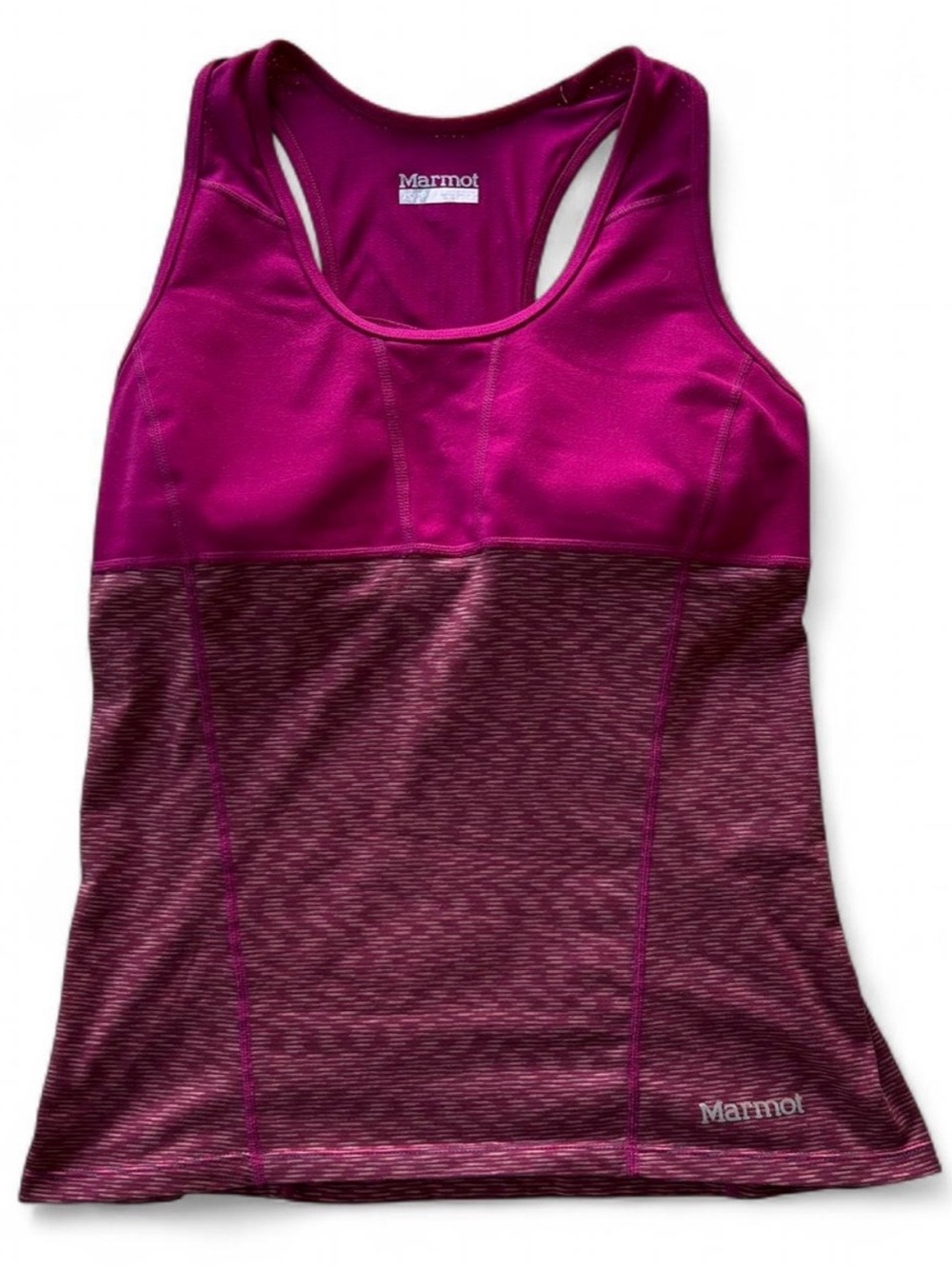 Marmot XS Magenta Racerback Athletic Tank Top Built In Bra Hiking Running